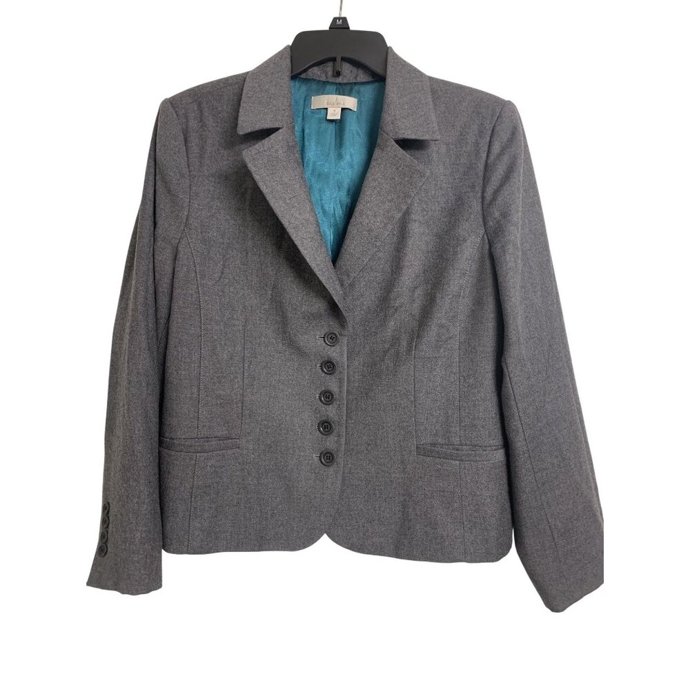 Caslon 16 Wool Cropped Business Casual‎ Winter Blazer Charcoal Gray